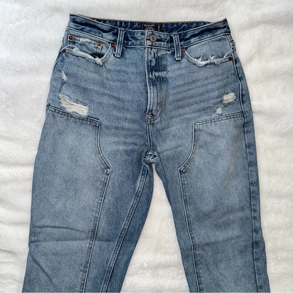 Abercrombie & Fitch Annie High Rise Girlfriend Jean 28 Distressed Loose Barrel - Picture 6 of 11